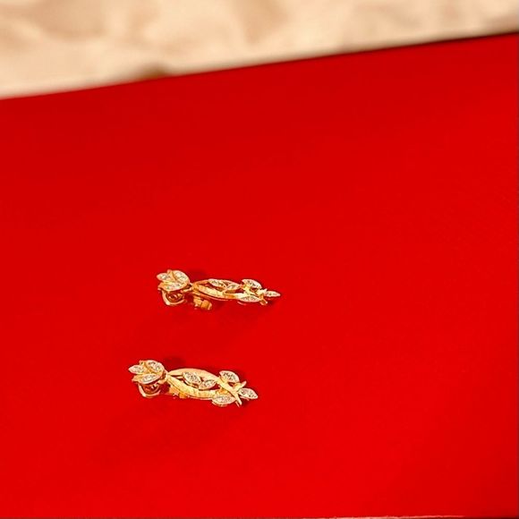 Signed D’Orlan Vintage Gold Plated Pave Crystal Rhinestone Clip On Earrings - Picture 5 of 13